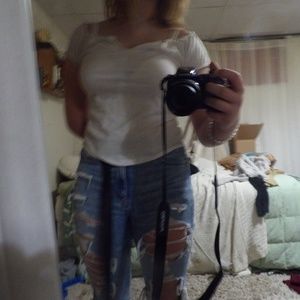 white flower pattern shirt